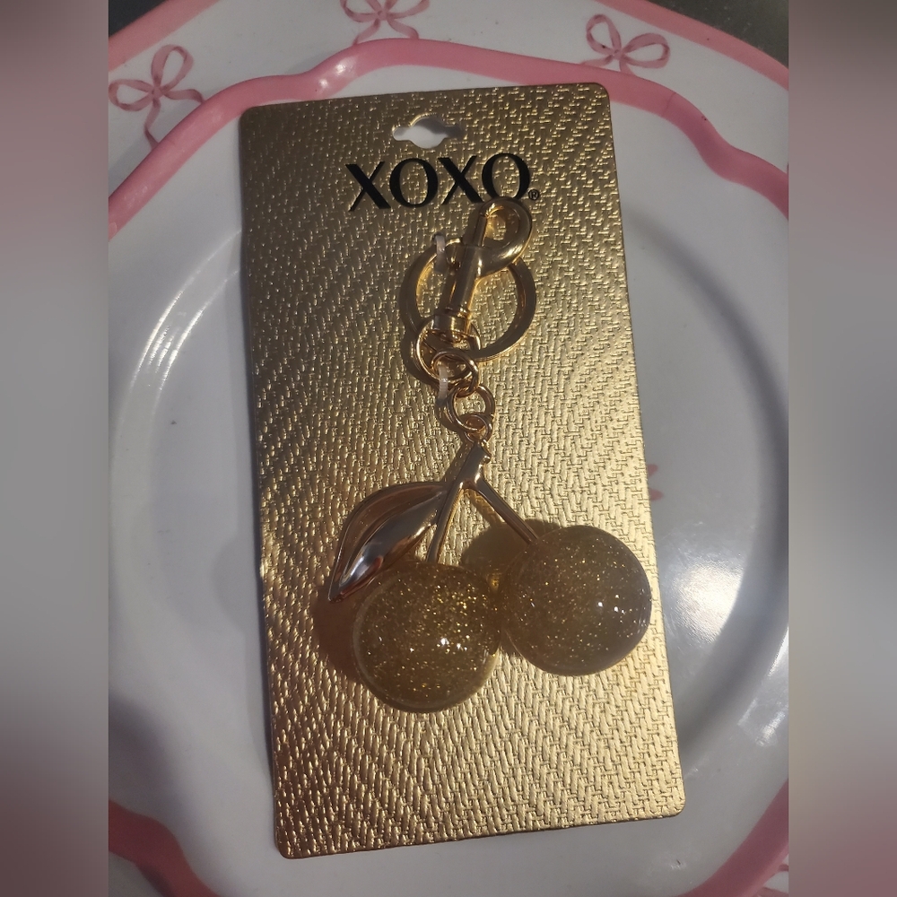 XOXO Gold Cherry Bag Charm Keychain NWT